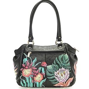 Anuschka Hand-Painted Genuine Leather Zippered Satchel-- NWT